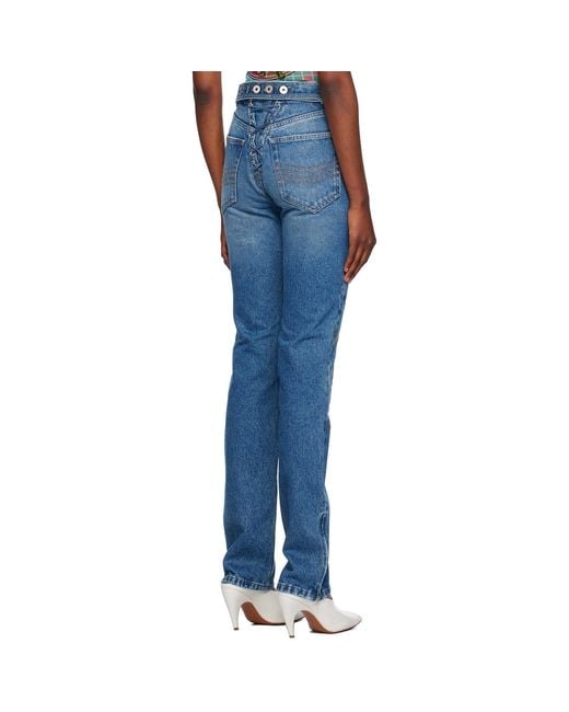 Jean Paul Gaultier Blue Lace-Up Jeans