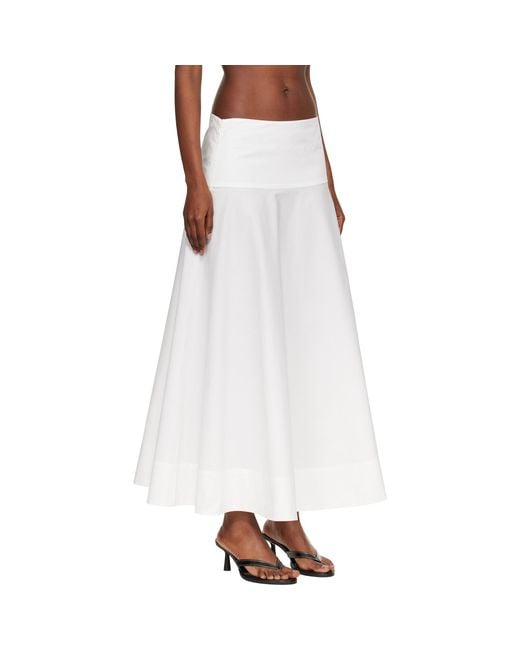 St. Agni White Cotton Circle Hem Maxi Skirt
