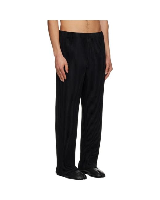 Homme Plissé Issey Miyake Black Color Pleats Trousers for men