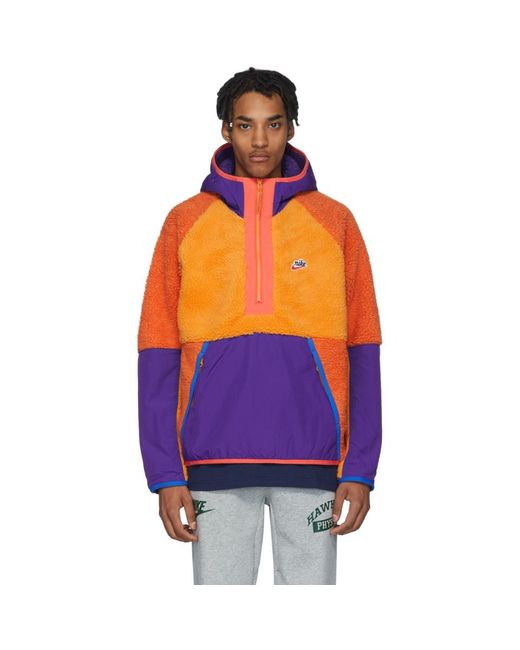Blouson en molleton de sherpa orange Pullover Nike pour homme | Lyst