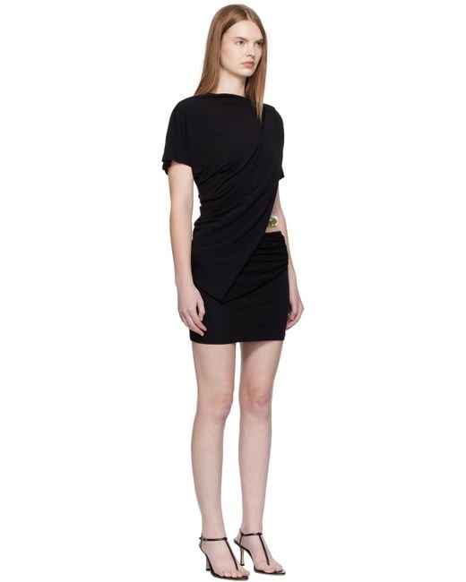 Christopher Esber Black Encased Nature Resin Draped Jersey Minidress