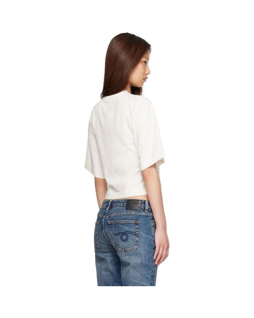 Palm Angels White Off- Neck Logo Boxy T-Shirt