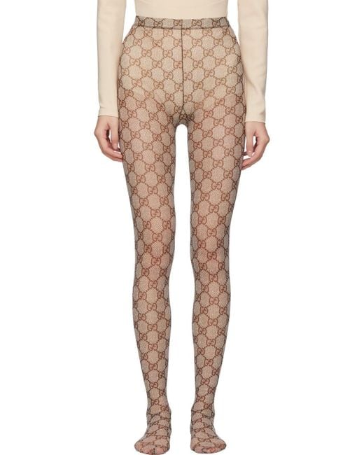 Gucci Natural Beige & Brown gg Tights