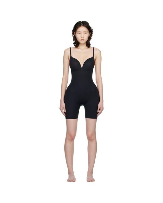 Skims Black Ultimate Body Butt And Hip Enhancing Mid Thigh Bodysuit