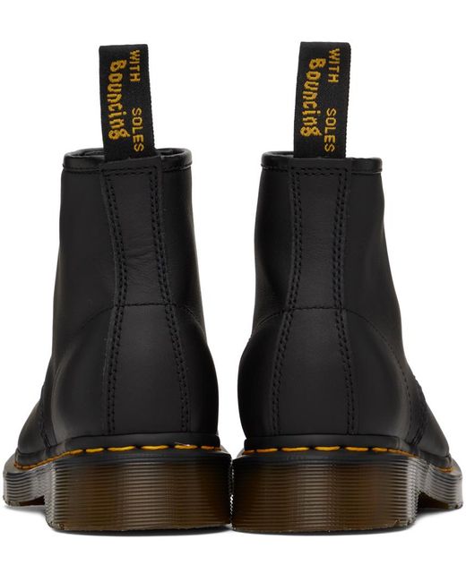 Dr. Martens Black 101 Yellow Stitch Ankle Boots for men