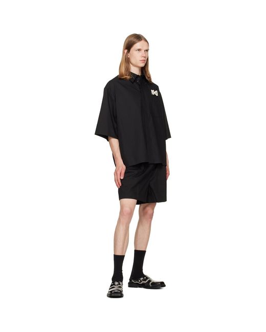 Simone Rocha Black Floral Lace Mule Loafers for men