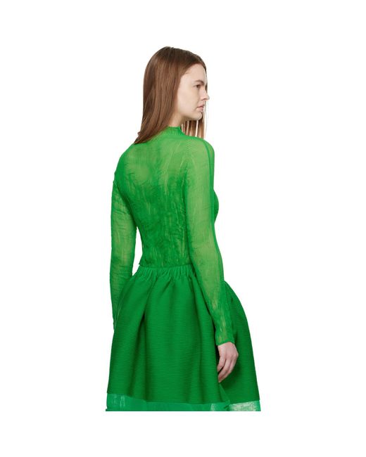 Issey Miyake Green Chiffon Twist 3 Top