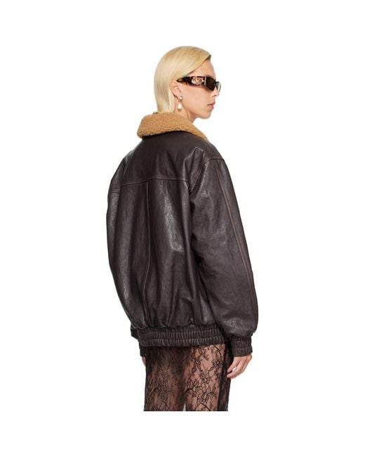 Valentino Black Leather Bomber Jacket