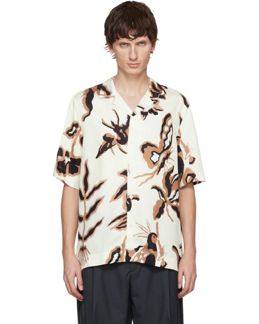 Paul Smith Natural Off- 'Bohemia' Print Short-Sleeve Shirt for men