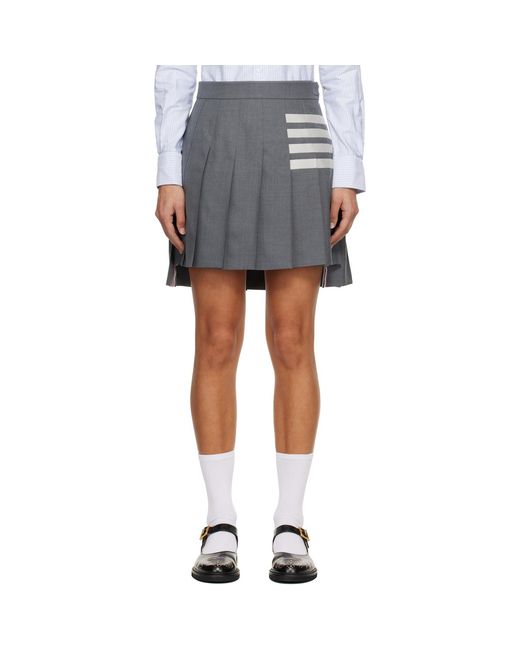 Thom Browne Black Plain Weave 4-Bar Pleated Miniskirt