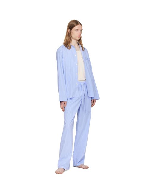 Tekla Blue Poplin Pyjama Pants for men
