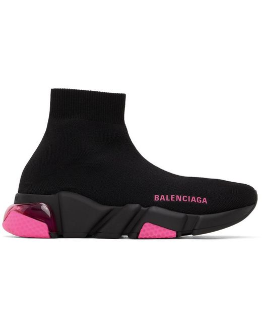 Balenciaga Black & Pink Clear Sole Speed Sneakers | Lyst