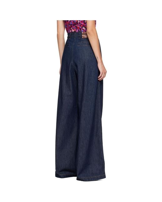 Dries Van Noten Blue Wide Leg Denim Jeans