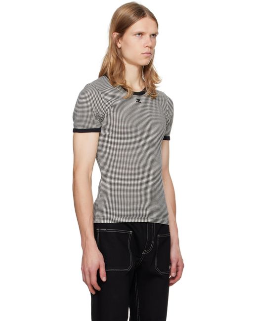 Courreges Black Contrast Houndstooth T-Shirt for men
