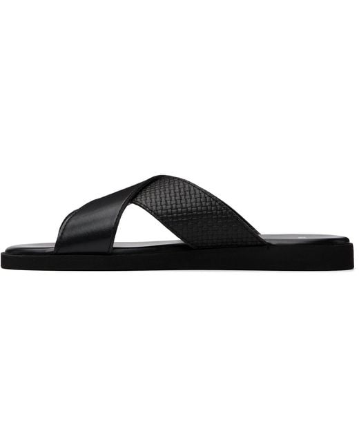 Boss Black Faux-Leather Plain & Patterned Straps Sandals for men