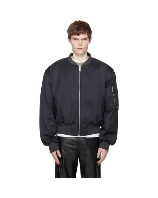 Entire studios Black Cropped Broad Suiting Bomber Jacket for men