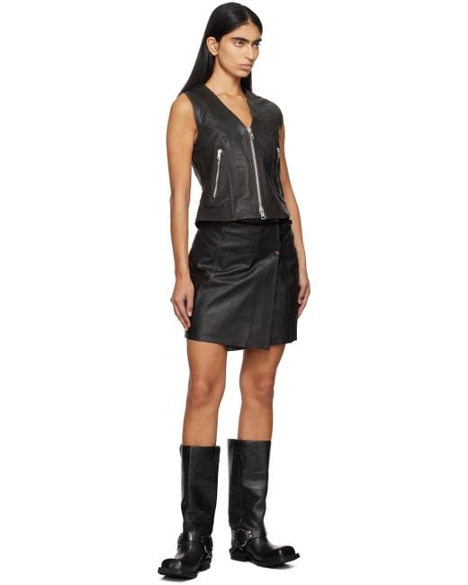 Our Legacy Black Wrap Leather Miniskirt