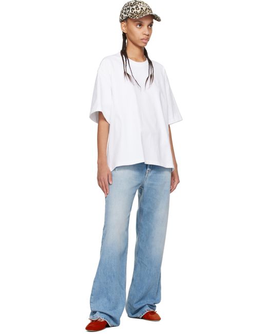 Ganni ホワイト ヘビーコットン ドロップショルダー オープンバック トップス White