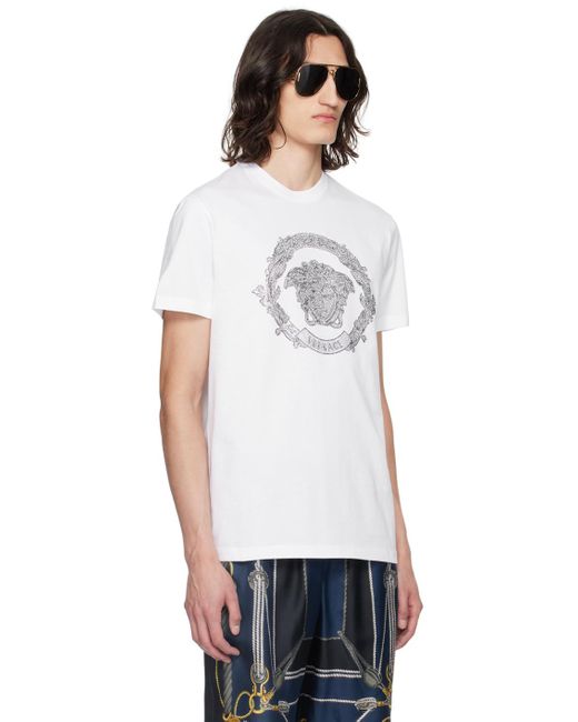 Versace White Medusa Cartouche T-Shirt for men