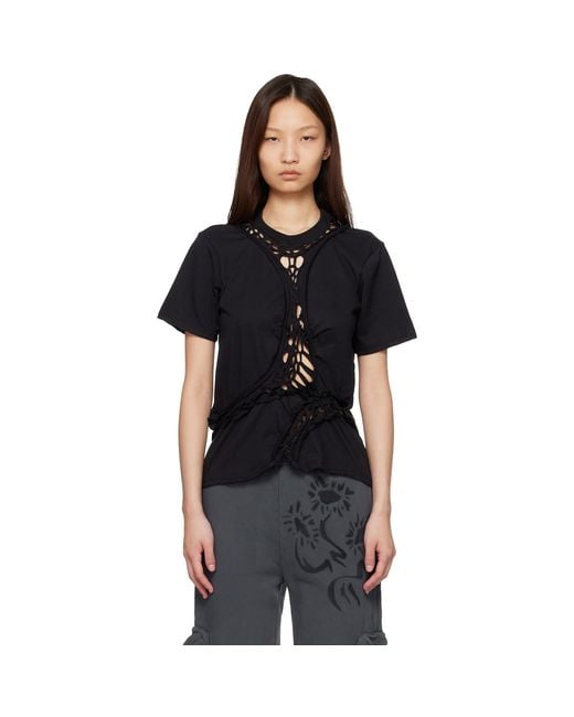 Collina Strada Black Organic Cotton Mini Tosh T-Shirt