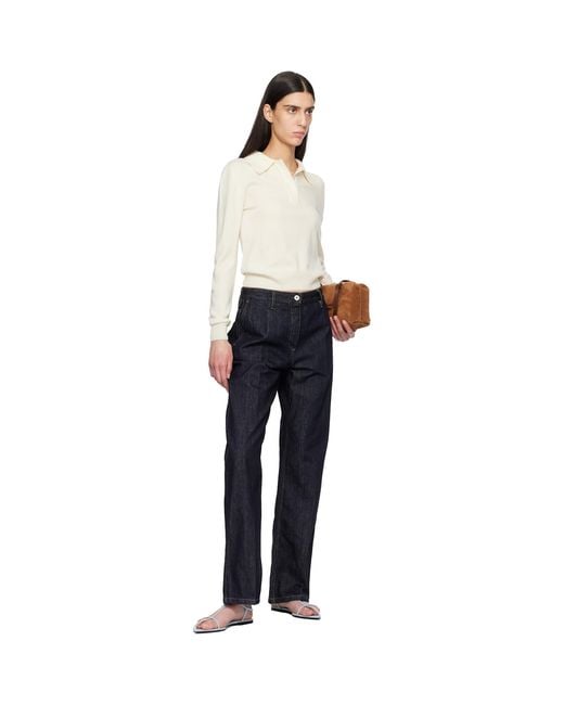 Jil Sander Black Off- Wool Long Sleeve Polo