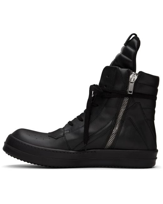 Rick Owens Geobasket Sneakers In Black Leather for men