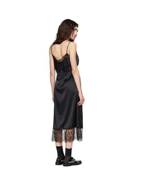 Simone Rocha Black Lace Trim Slip Midi Dress