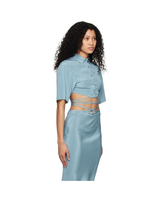 Christopher Esber Blue Crop Tie Shirt