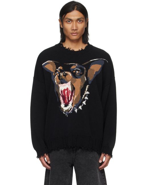 R13 Black Angry Chihuahua Sweater for men