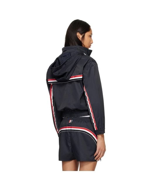 Thom Browne Blue Nylon Tech Track Jacket
