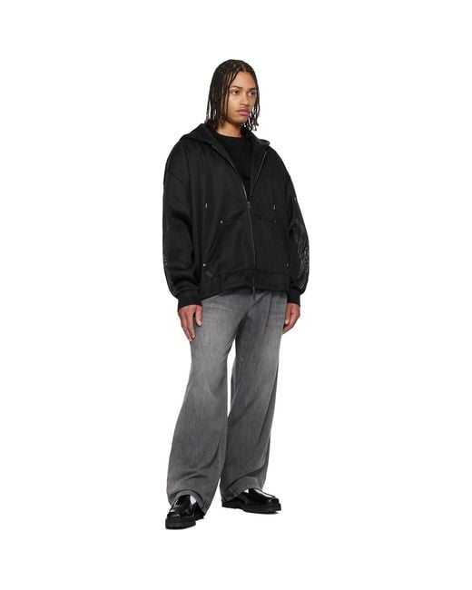 Wooyoungmi Black Mesh Hoodie for men