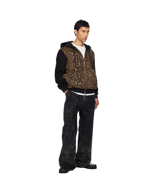 Lanvin Black Zipped Faux-Fur Hoodie for men