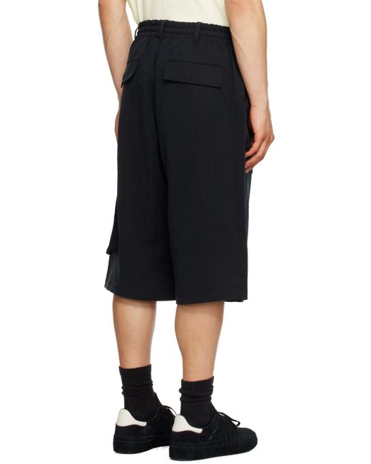 Y-3 Black Crinkled Shorts for men