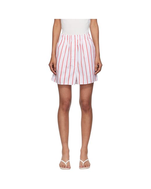 Frankie Shop Red Lui Striped Cotton Boxer Shorts