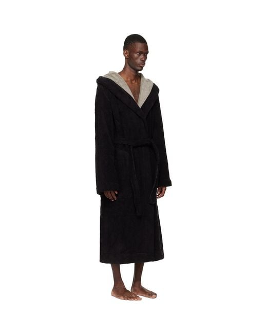 Rick Owens Black Temple Beach Bathrobe for men
