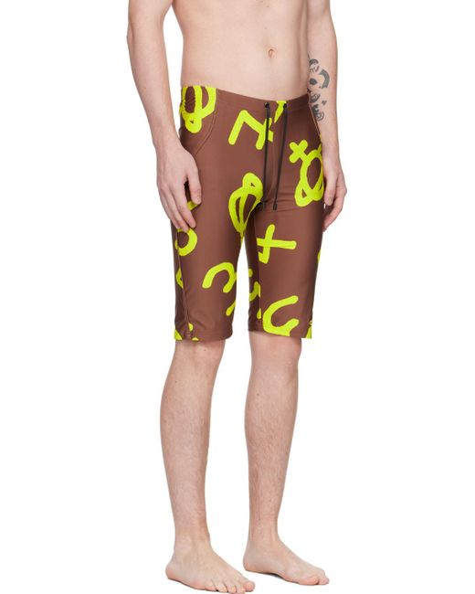 Vivienne Westwood Yellow Brown Printed Swim Shorts for men