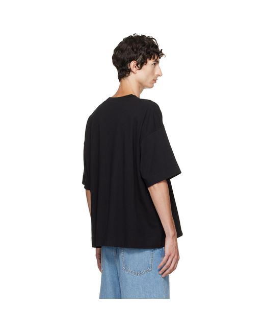 Dries Van Noten Black Dropped Shoulder T-Shirt for men