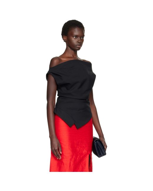 Rohe Red Off-shoulder Lapel Top