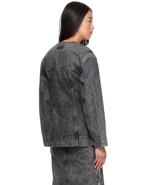 Ganni Black Washed Denim Blazer