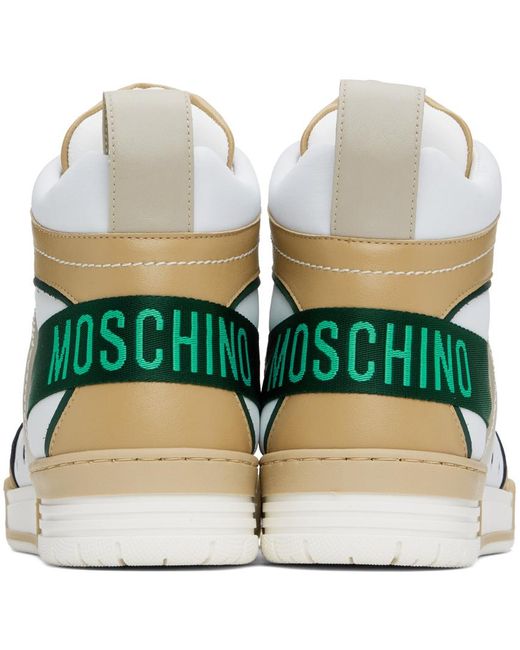 Moschino Black Beige & White Streetball High-top Sneakers for men