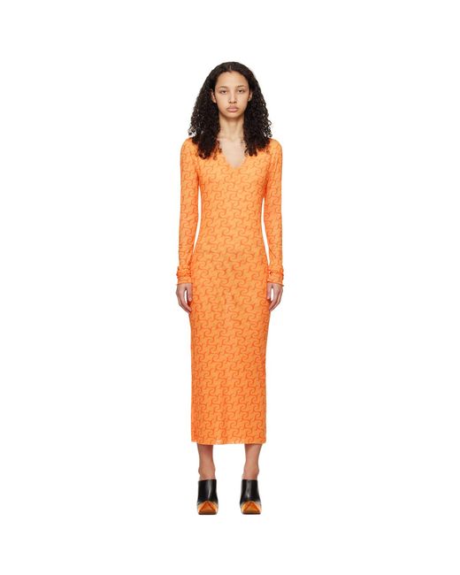 Jade Cropper Orange Printed Midi Dress