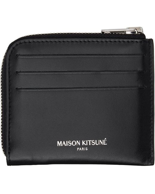 Maison Kitsuné Black Fox Head Zipped Wallet for men