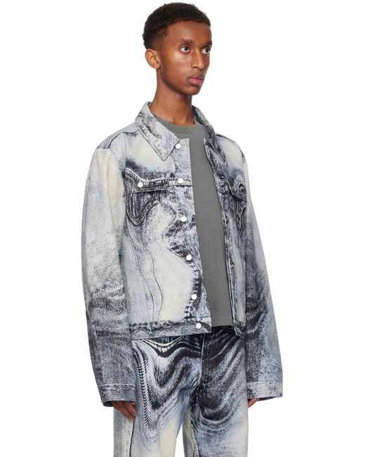 CAMPERLAB Distorted Print Denim Jacket in Black for Men Lyst Australia