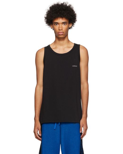Versace Two-pack Black Boat Neck Tank Tops for men