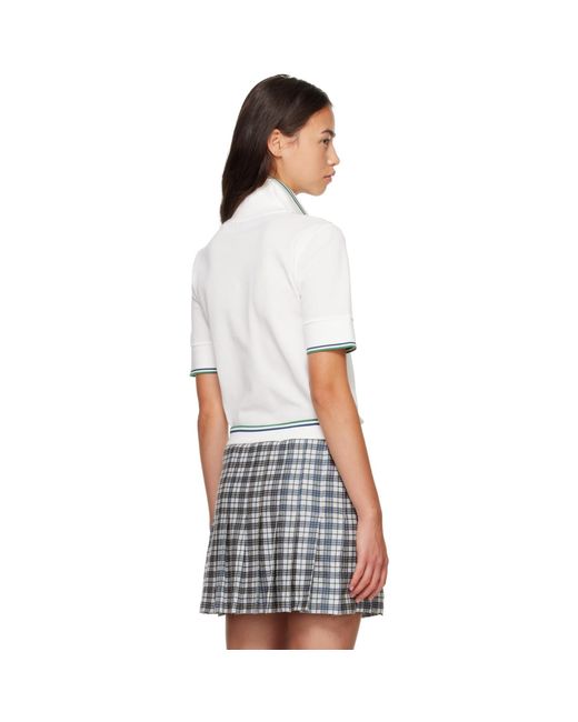 Burberry White Cropped Cotton Tennis Polo