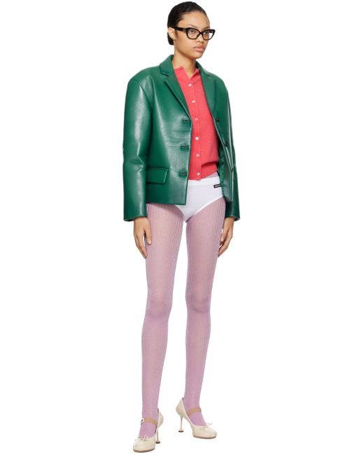 Miu Miu Green Padded Leather Jacket
