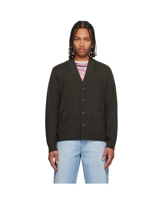 Dries Van Noten Black Khaki Merino Wool Sweater for men