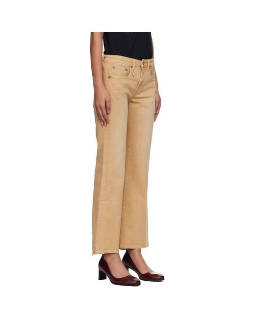 R13 Black Khaki Joan Cropped Flare Jeans