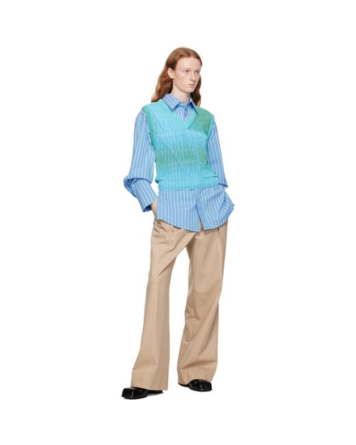 Wooyoungmi Blue Gradient Stripe Vest