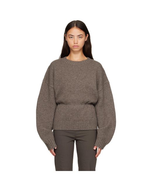 St. Agni Brown Taupe Wool Crew Neck Sweater